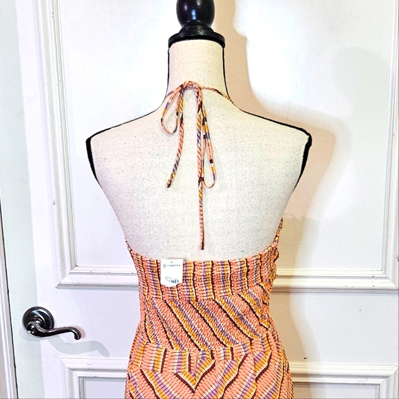 ECLAIR Orange Multi-Color Pattern Halter Sleeveless Midi Dress,X-Large,NWT - Picture 8 of 16